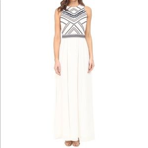 Adelyn Rae Fringe Embroidered Maxi Dress - Ivory